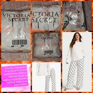 Victoria's Secret White and Black Flannel Pajama Set